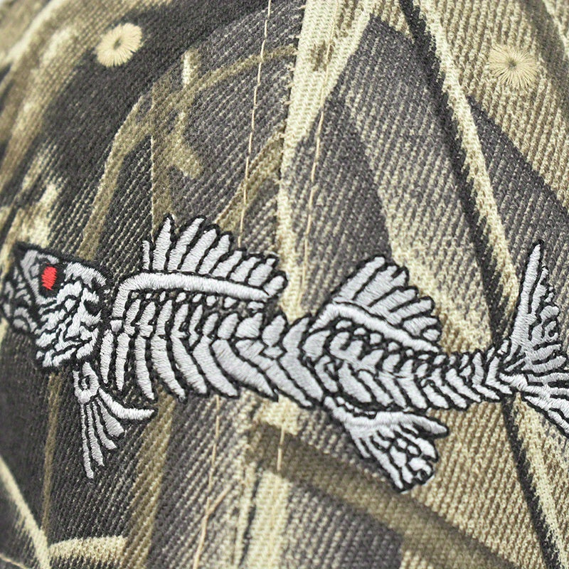 Fish Embroidery Peaked Cap Outdoor Fishing Lovers Baseball Cap For Men And Women