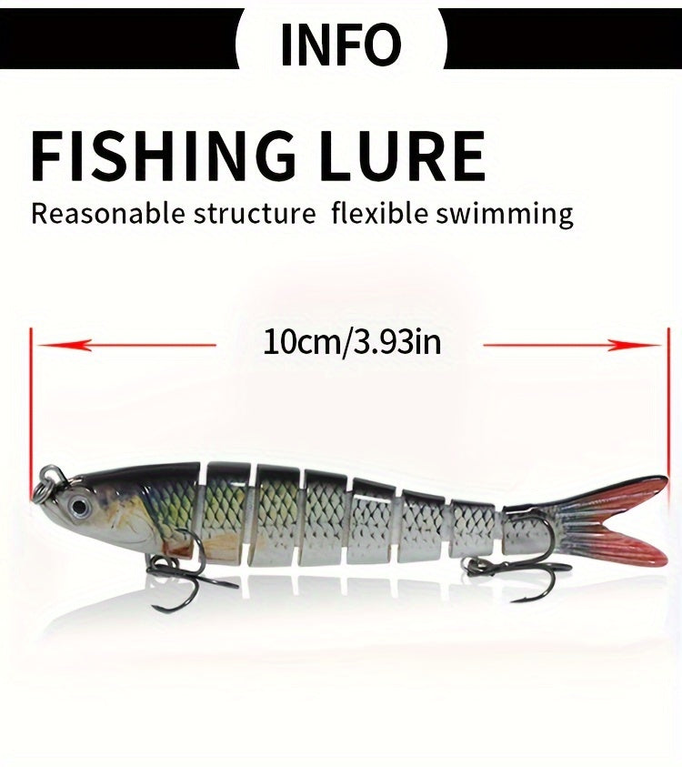 3pcs 10cm/10g Lifelike Sinking Fishing Lures - Multi-Section Bionic Baits with 2 Treble Hooks, Durable ABS Plastic Construction, Realistic Swimming Action, and Irresistible Lure Design for Catching More Fish
