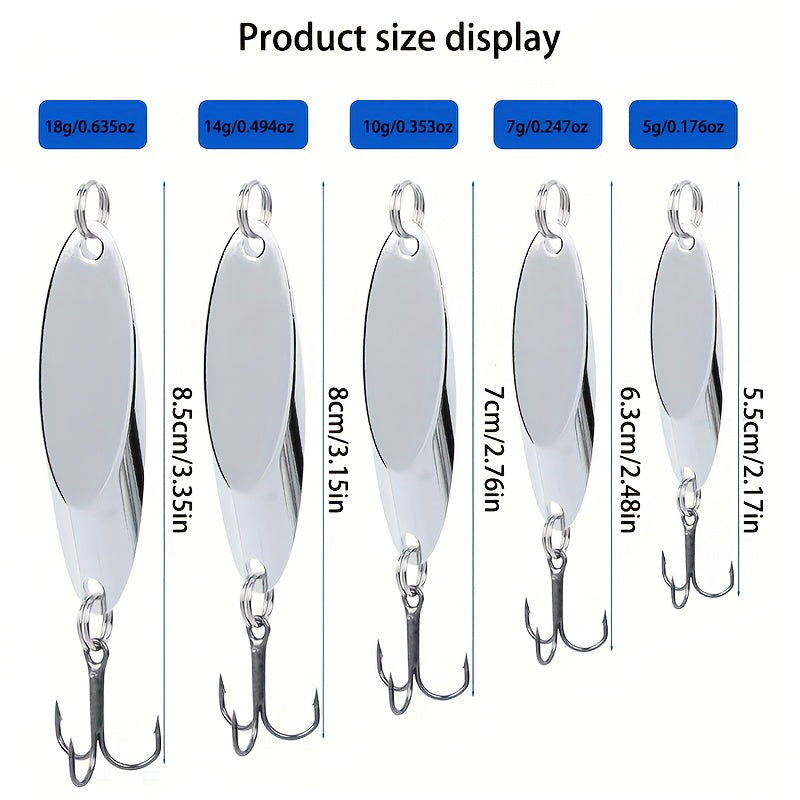 HQZOOMEE 5pcs Fishing Lures Fishing Spoons, Trout Lures Bass Lures Hard Metal Spinner Baits for Salmon Bass Trout