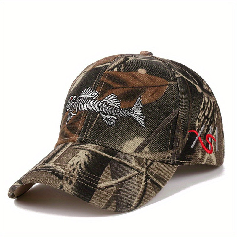 Fish Embroidery Peaked Cap Outdoor Fishing Lovers Baseball Cap For Men And Women