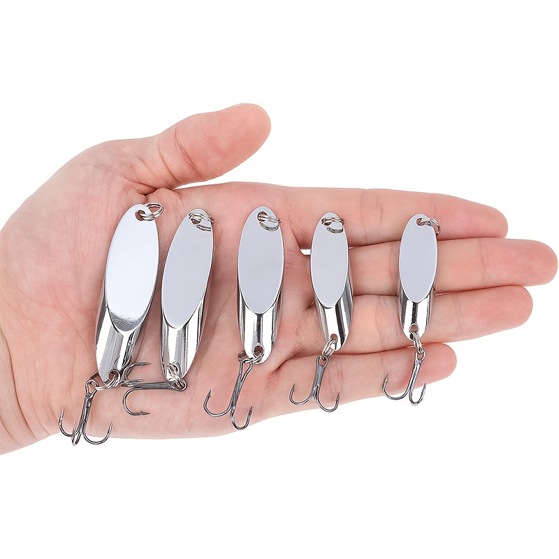 HQZOOMEE 5pcs Fishing Lures Fishing Spoons, Trout Lures Bass Lures Hard Metal Spinner Baits for Salmon Bass Trout