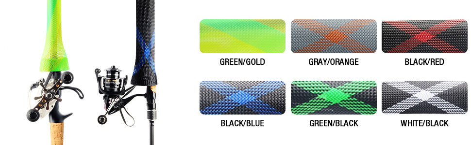 6pcs Fishing Rod Sock: Protect Your Rod & Improve Your Casting Performance - Braided Mesh Rod Cover for Musky, Ice, Fly & Spey Rods