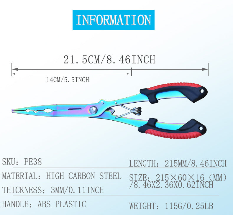 Premium Stainless Steel Fishing Pliers - Multifunctional Hook Remover, Line Cutter & Ring Opener