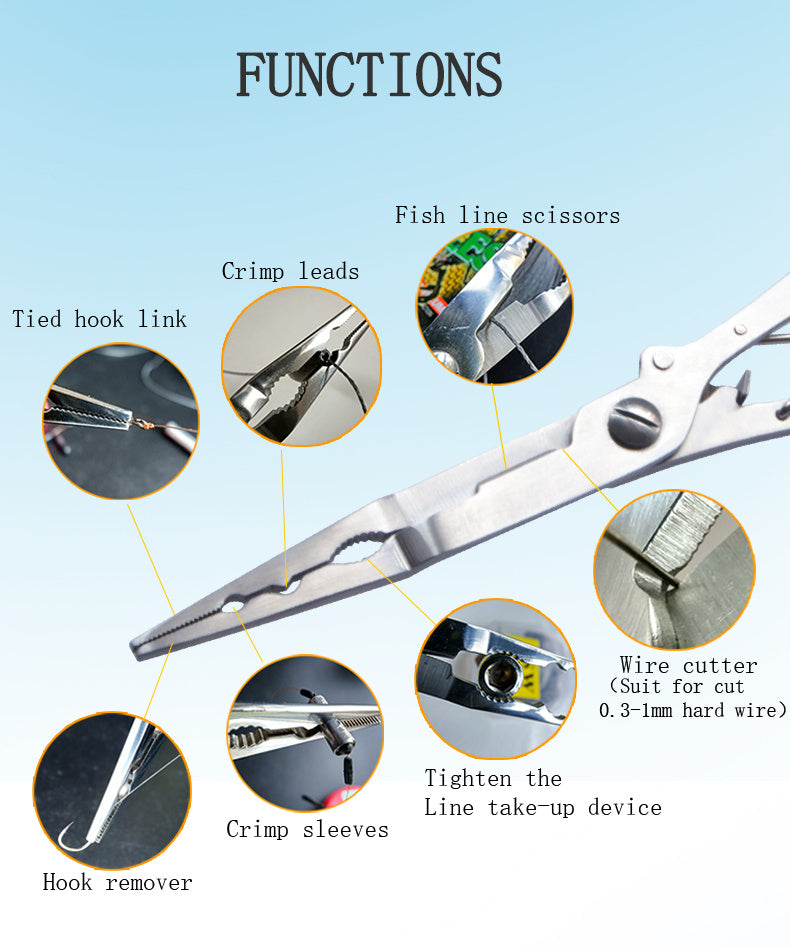 Premium Stainless Steel Fishing Pliers - Multifunctional Hook Remover, Line Cutter & Ring Opener