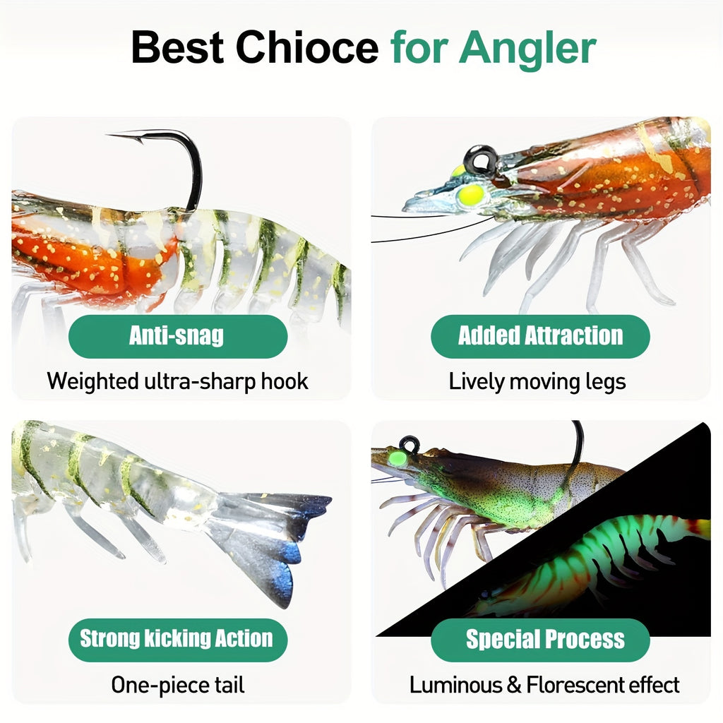 3pcs/lot Soft Lure, Shrimp Fishing Lures - Artificial Bait Soft Plastic Lures - For Freshwater & Saltwater Fishing - Suitable for Bass, Trout & More - Great Gift for Anglers