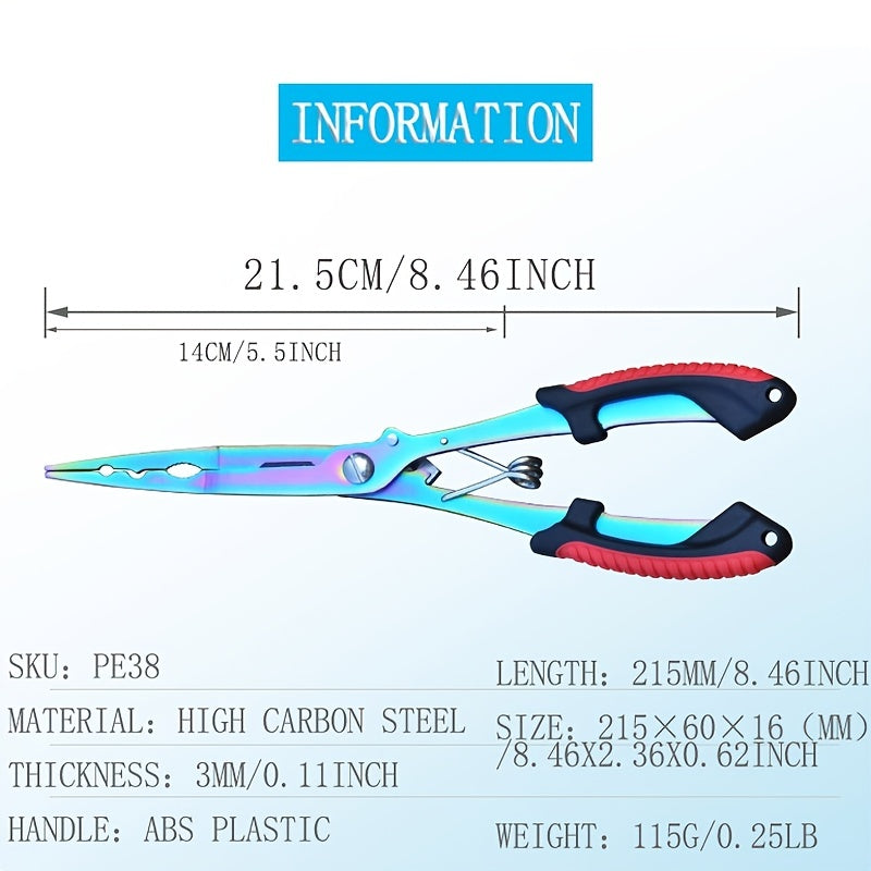 Premium Stainless Steel Fishing Pliers - Multifunctional Hook Remover, Line Cutter & Ring Opener