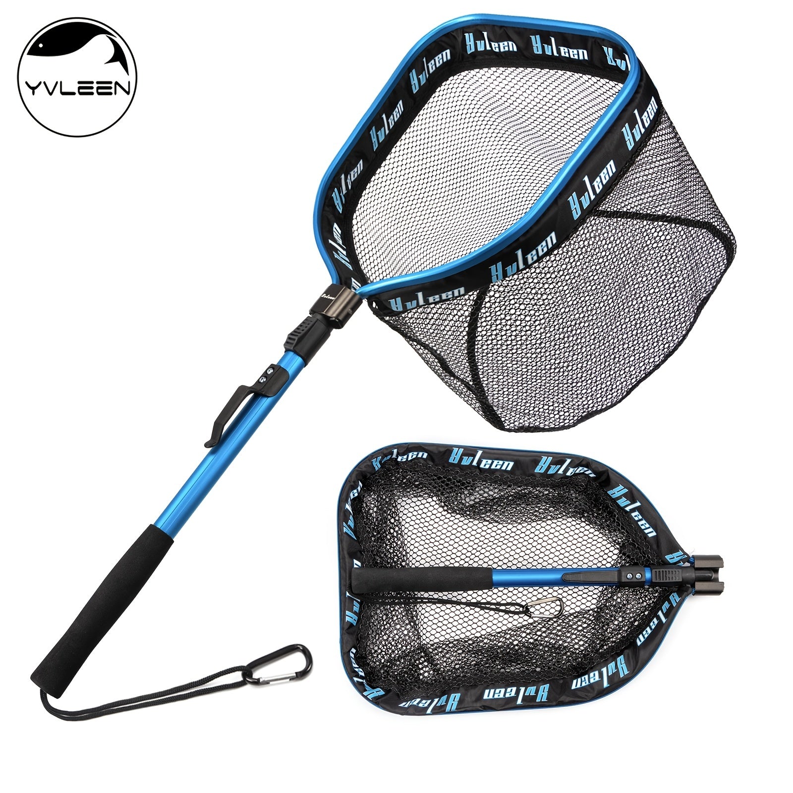 YVLEEN Floating Fishing Net for Steelhead, Salmon, Fly, Kayak, Catfish, Bass, Trout Fishing, Rubber Coated Landing Net for Easy Catch & Release, Compact & Foldable for Easy Transportation & Storage, Best for Christmas