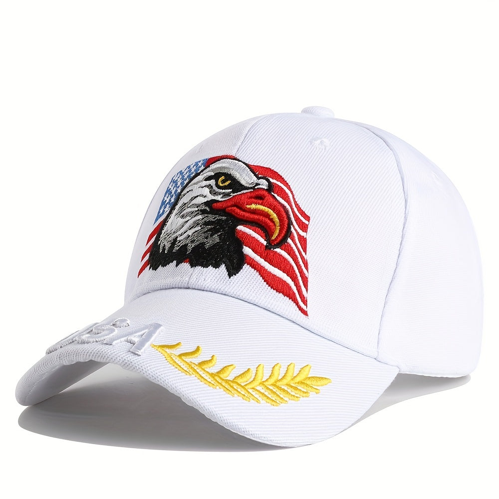 1pc Men's Eagle And Flag Embroidered USA Baseball Cap Breathable Unisex Outdoor Fishing Cap Dad Gift For Adjustable Trucker Hat Weekend Party Sun Hat