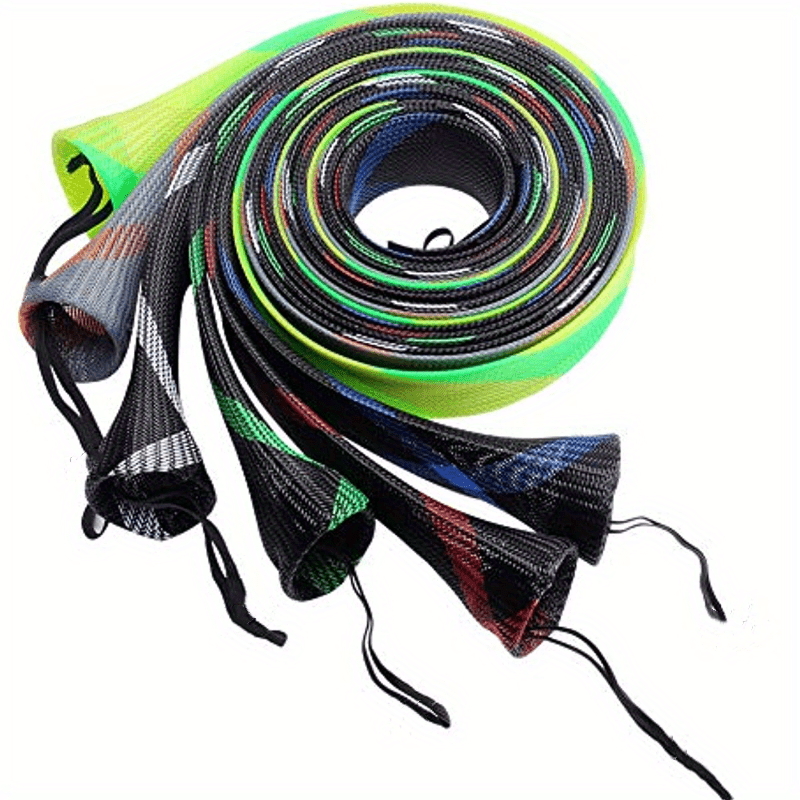 6pcs Fishing Rod Sock: Protect Your Rod & Improve Your Casting Performance - Braided Mesh Rod Cover for Musky, Ice, Fly & Spey Rods