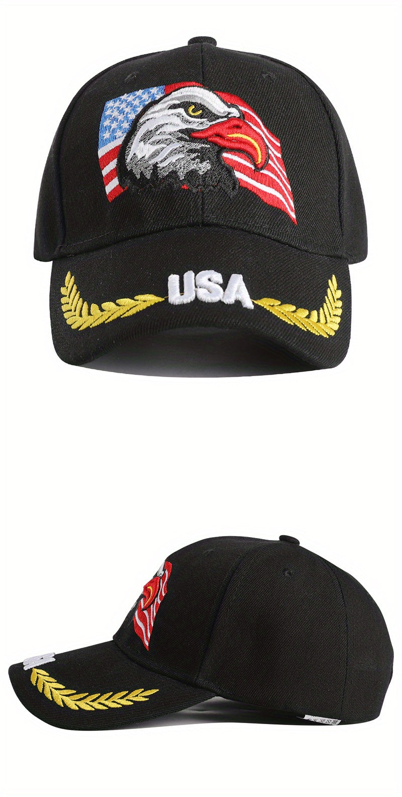 1pc Men's Eagle And Flag Embroidered USA Baseball Cap Breathable Unisex Outdoor Fishing Cap Dad Gift For Adjustable Trucker Hat Weekend Party Sun Hat