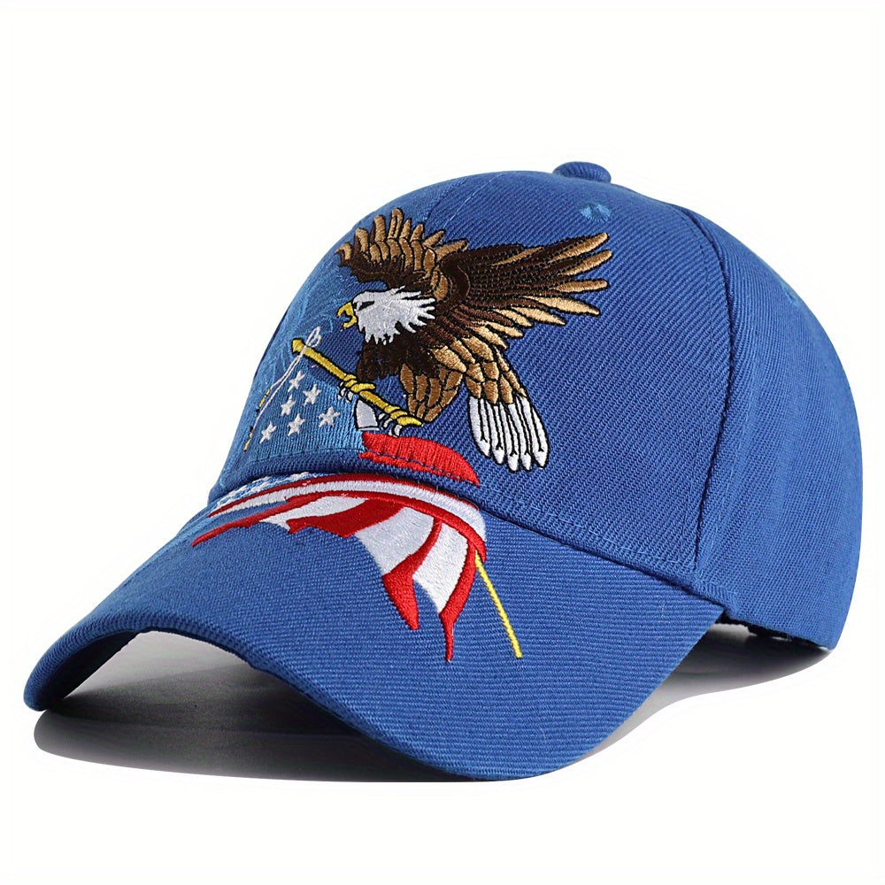 1pc Men's Eagle And Flag Embroidered USA Baseball Cap Breathable Unisex Outdoor Fishing Cap Dad Gift For Adjustable Trucker Hat Weekend Party Sun Hat