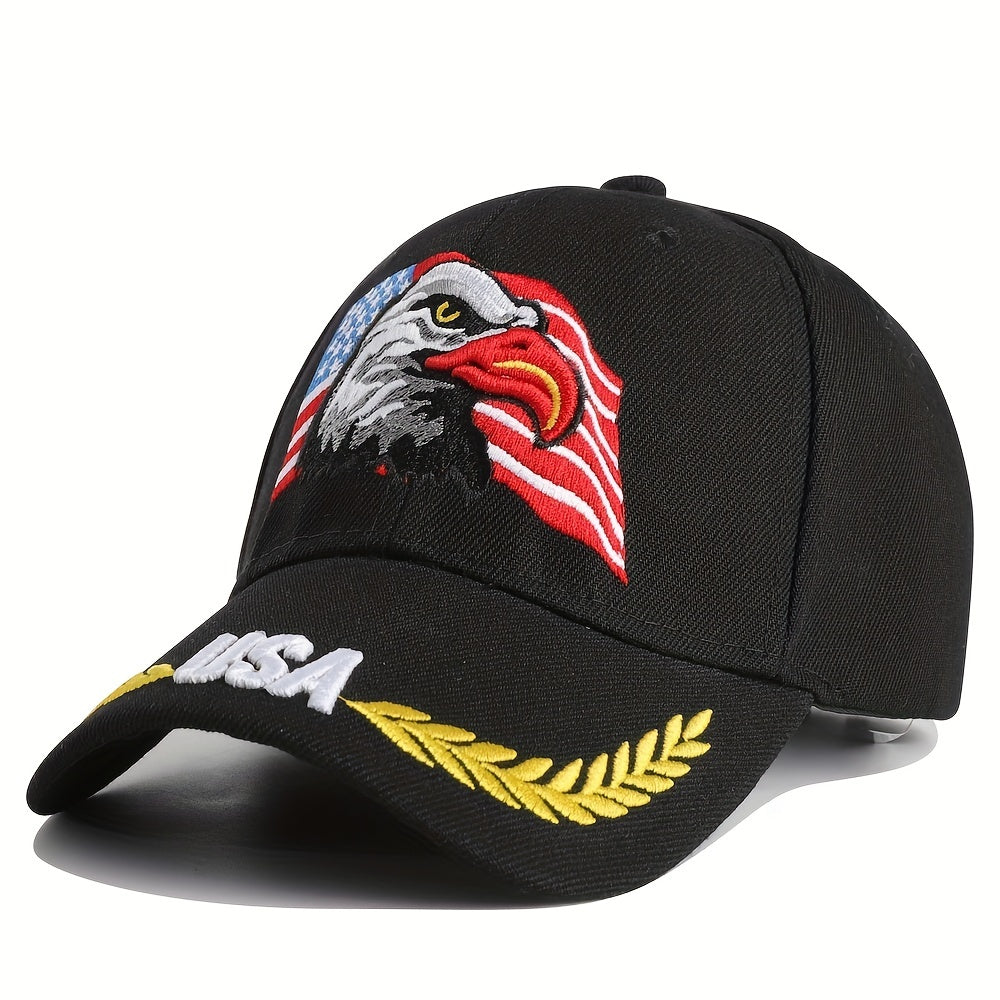 1pc Men's Eagle And Flag Embroidered USA Baseball Cap Breathable Unisex Outdoor Fishing Cap Dad Gift For Adjustable Trucker Hat Weekend Party Sun Hat