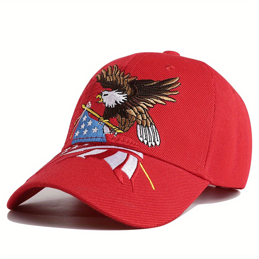 1pc Men's Eagle And Flag Embroidered USA Baseball Cap Breathable Unisex Outdoor Fishing Cap Dad Gift For Adjustable Trucker Hat Weekend Party Sun Hat