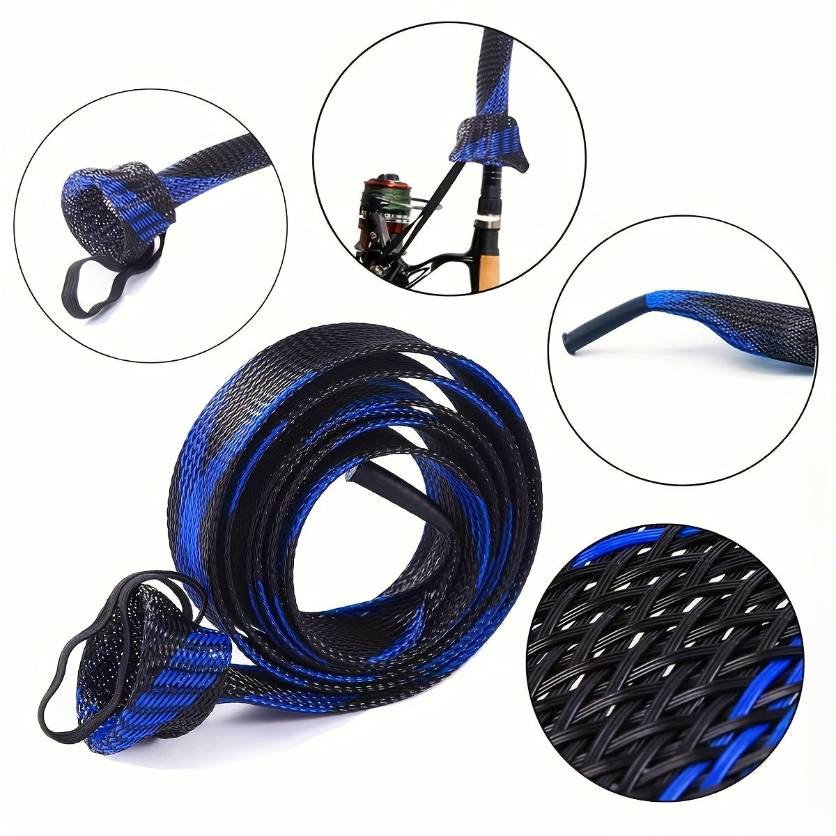 6pcs Fishing Rod Sock: Protect Your Rod & Improve Your Casting Performance - Braided Mesh Rod Cover for Musky, Ice, Fly & Spey Rods