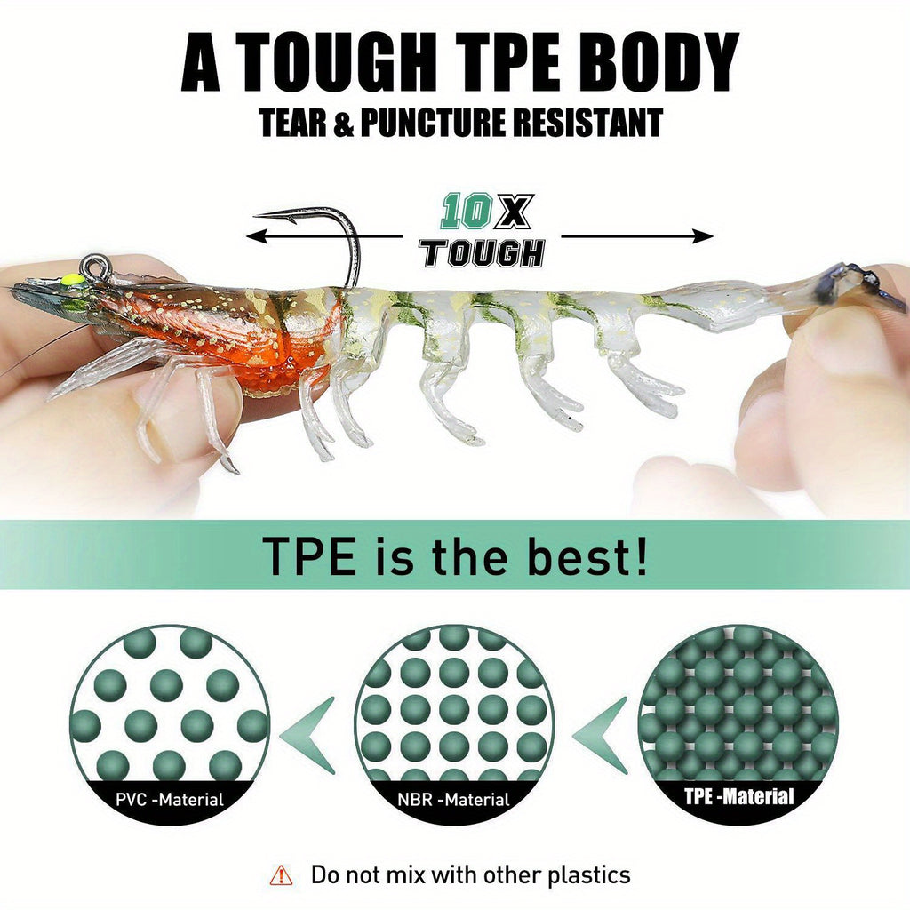 3pcs/lot Soft Lure, Shrimp Fishing Lures - Artificial Bait Soft Plastic Lures - For Freshwater & Saltwater Fishing - Suitable for Bass, Trout & More - Great Gift for Anglers