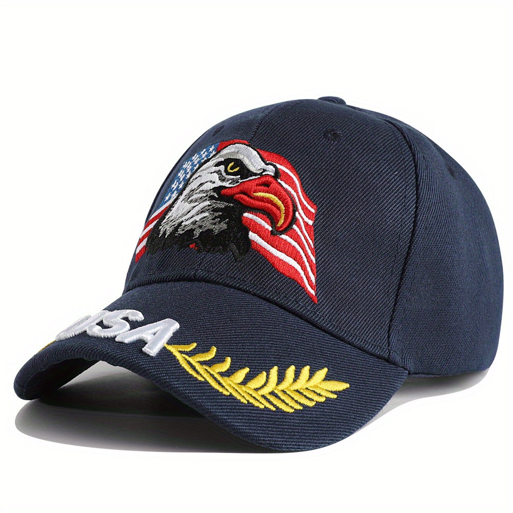 1pc Men's Eagle And Flag Embroidered USA Baseball Cap Breathable Unisex Outdoor Fishing Cap Dad Gift For Adjustable Trucker Hat Weekend Party Sun Hat