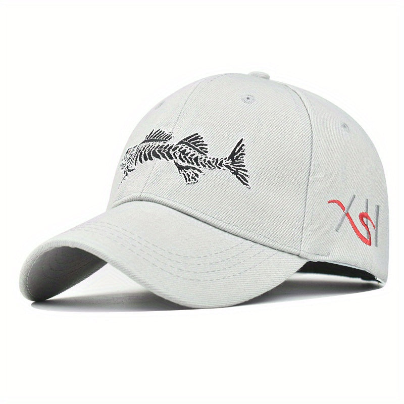 Fish Embroidery Peaked Cap Outdoor Fishing Lovers Baseball Cap For Men And Women