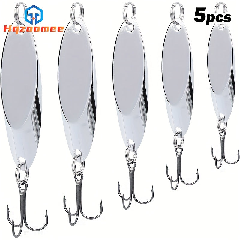 HQZOOMEE 5pcs Fishing Lures Fishing Spoons, Trout Lures Bass Lures Hard Metal Spinner Baits for Salmon Bass Trout