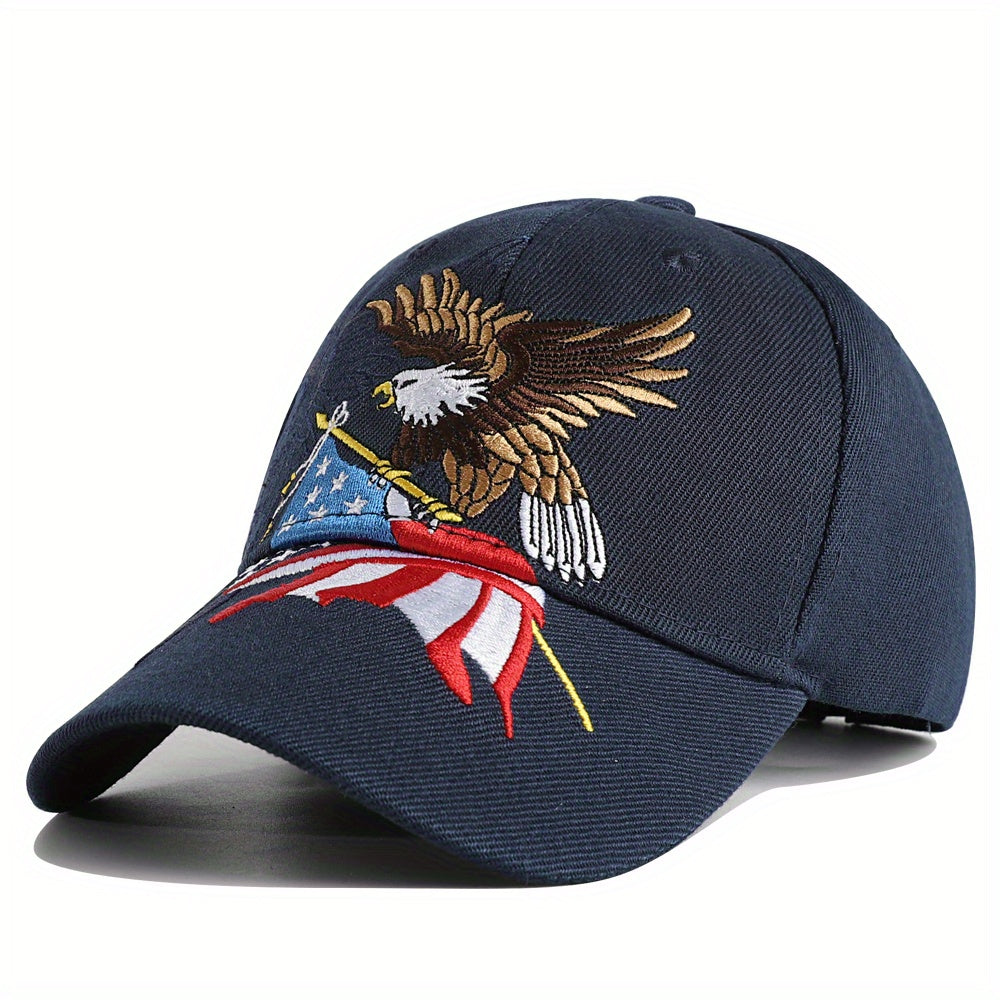 1pc Men's Eagle And Flag Embroidered USA Baseball Cap Breathable Unisex Outdoor Fishing Cap Dad Gift For Adjustable Trucker Hat Weekend Party Sun Hat