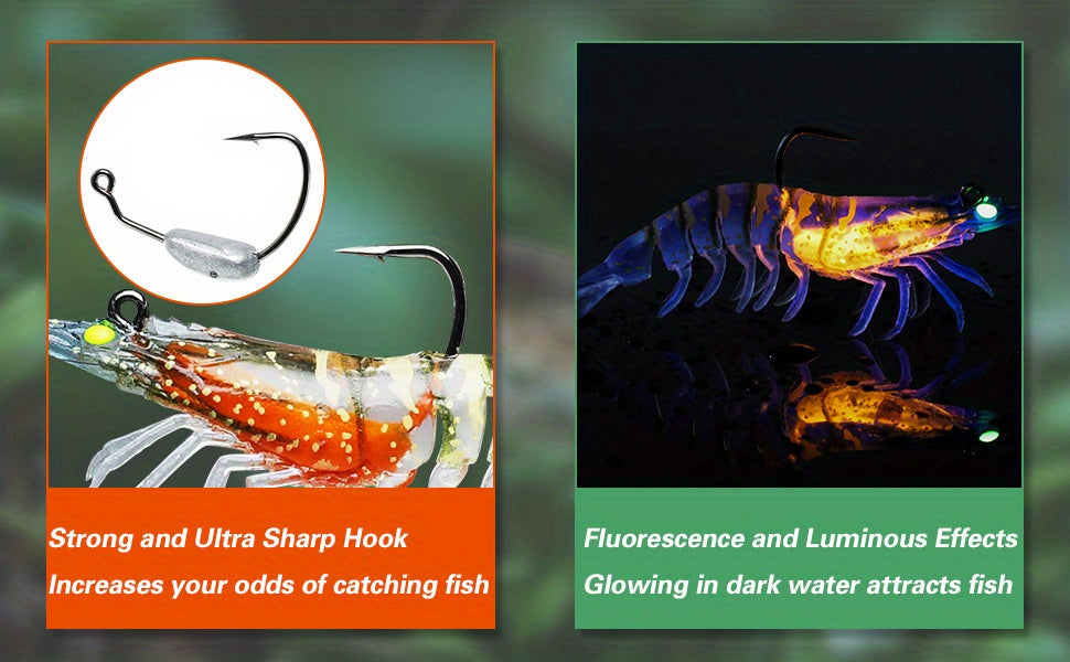 3pcs/lot Soft Lure, Shrimp Fishing Lures - Artificial Bait Soft Plastic Lures - For Freshwater & Saltwater Fishing - Suitable for Bass, Trout & More - Great Gift for Anglers