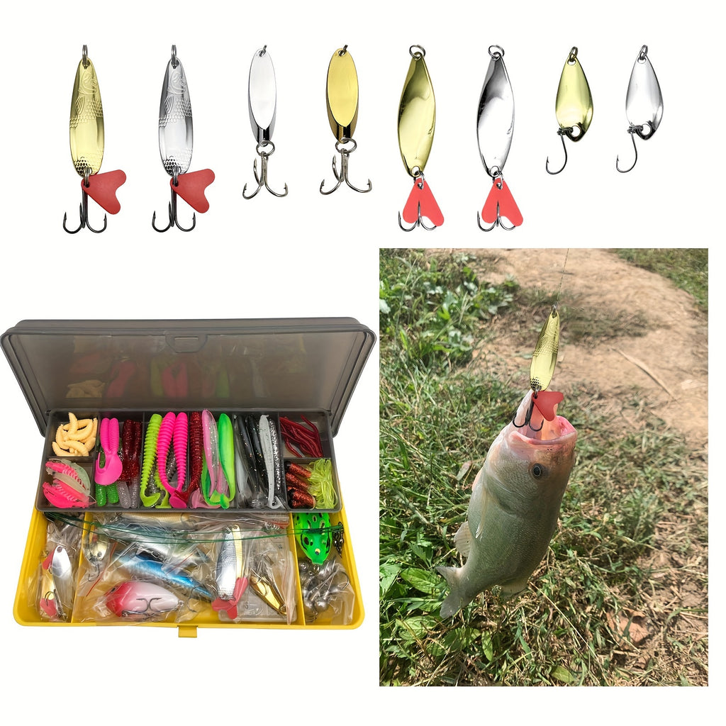 48/302pcs/set Fishing Lures Kit With Hard Baits Plastic Swimbaits, Fishing Accessories Box, Pencil Minnow Popper Crankbait Spoon, Spinner Bait, Fishing Tackle Set With Jig Head Hooks