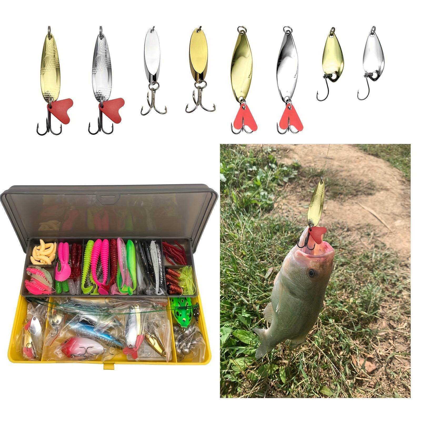 48/302pcs/set Fishing Lures Kit With Hard Baits Plastic Swimbaits, Fishing Accessories Box, Pencil Minnow Popper Crankbait Spoon, Spinner Bait, Fishing Tackle Set With Jig Head Hooks