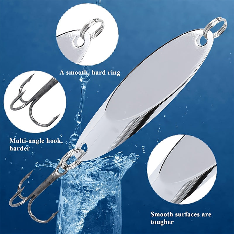 HQZOOMEE 5pcs Fishing Lures Fishing Spoons, Trout Lures Bass Lures Hard Metal Spinner Baits for Salmon Bass Trout