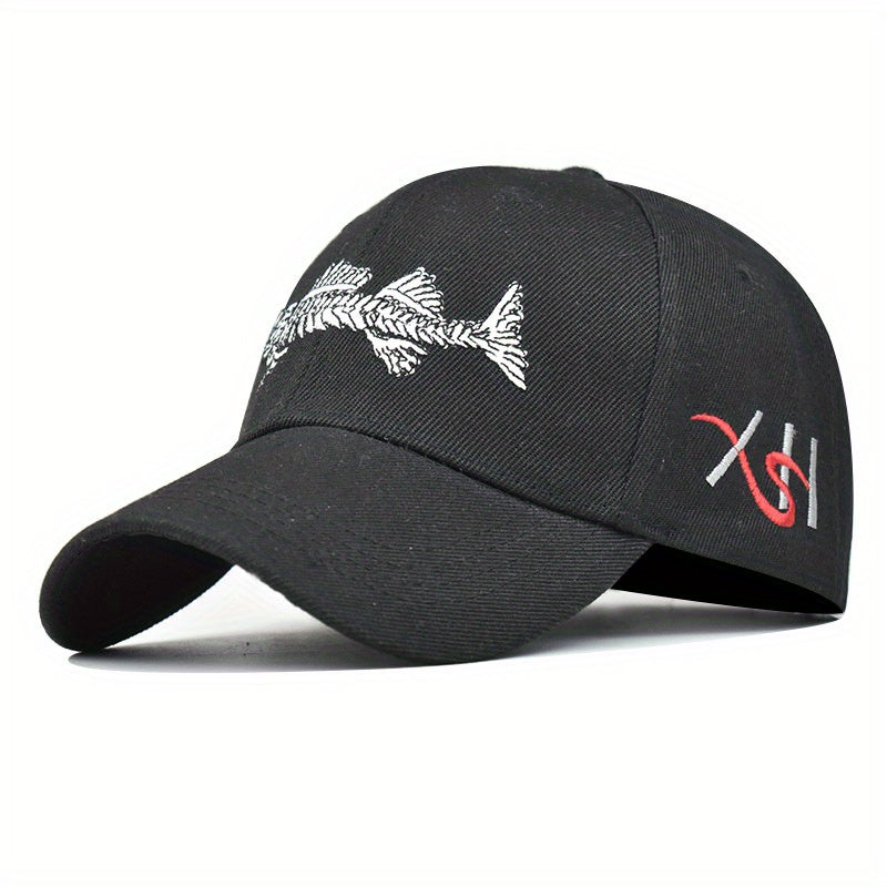 Fish Embroidery Peaked Cap Outdoor Fishing Lovers Baseball Cap For Men And Women