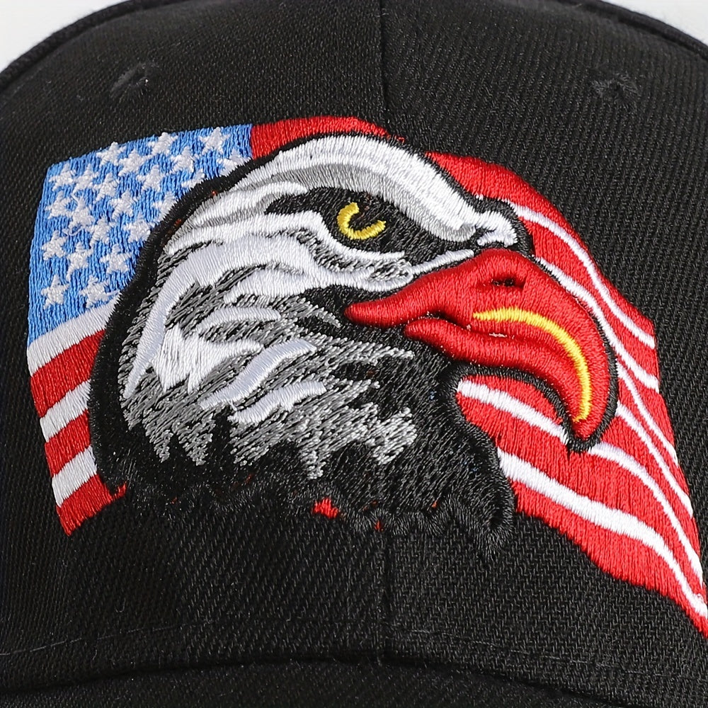 1pc Men's Eagle And Flag Embroidered USA Baseball Cap Breathable Unisex Outdoor Fishing Cap Dad Gift For Adjustable Trucker Hat Weekend Party Sun Hat
