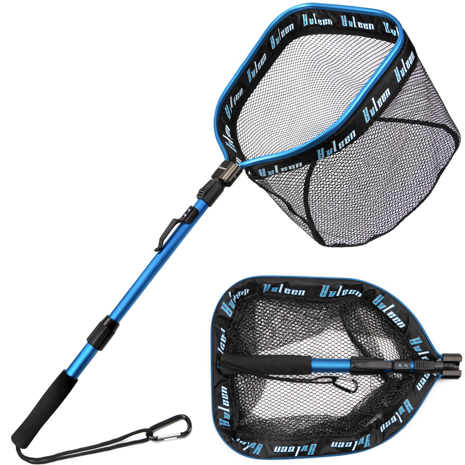 YVLEEN Floating Fishing Net for Steelhead, Salmon, Fly, Kayak, Catfish, Bass, Trout Fishing, Rubber Coated Landing Net for Easy Catch & Release, Compact & Foldable for Easy Transportation & Storage, Best for Christmas