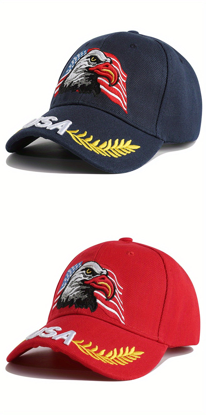 1pc Men's Eagle And Flag Embroidered USA Baseball Cap Breathable Unisex Outdoor Fishing Cap Dad Gift For Adjustable Trucker Hat Weekend Party Sun Hat
