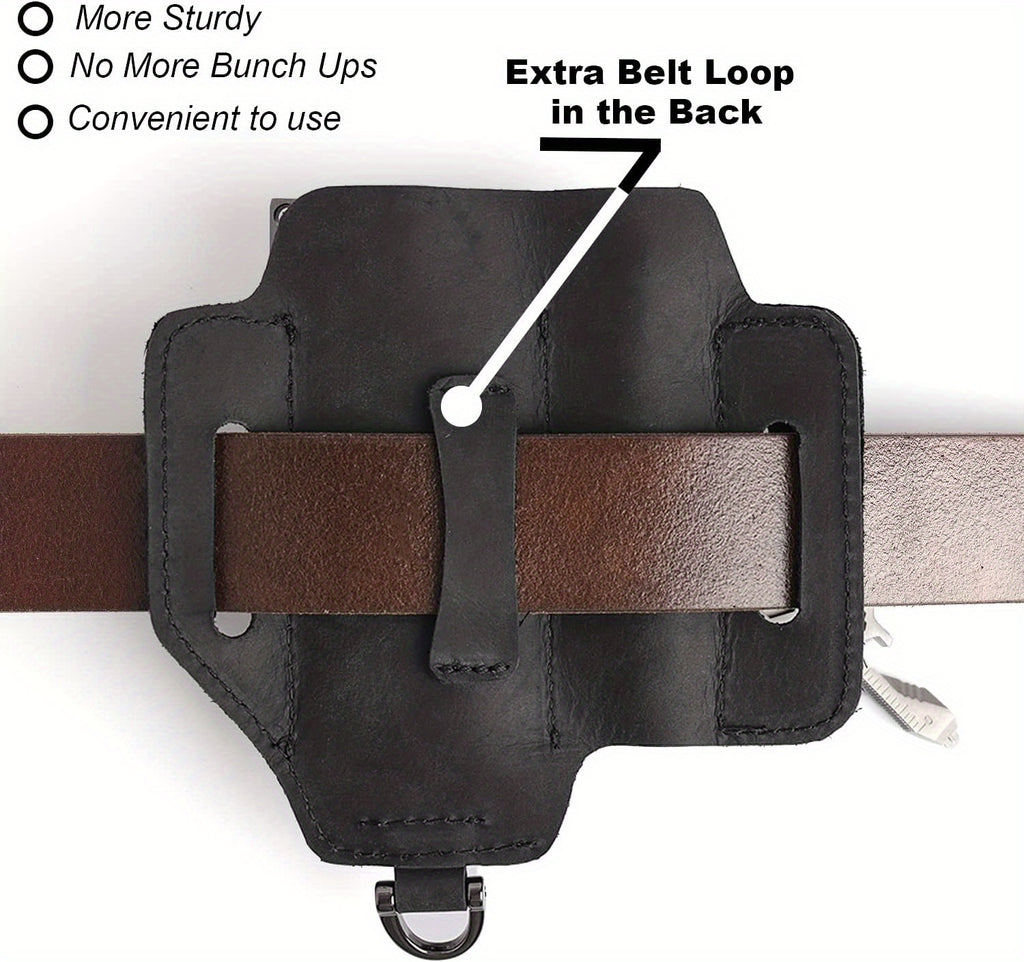 1pc Genuine Leather Multitool Waist Bag - Secure, Convenient Tool Holder with Accessories Storage - Perfect for Work, Daily Use, Fishing, Hunting, Foraging, and as a Practical Gift for Men