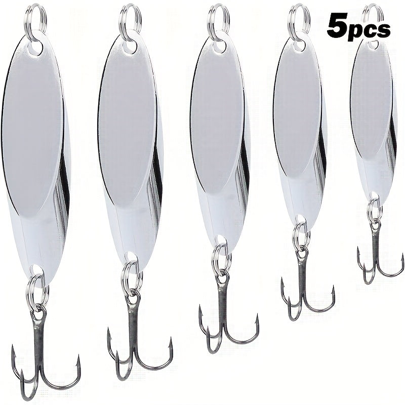 HQZOOMEE 5pcs Fishing Lures Fishing Spoons, Trout Lures Bass Lures Hard Metal Spinner Baits for Salmon Bass Trout