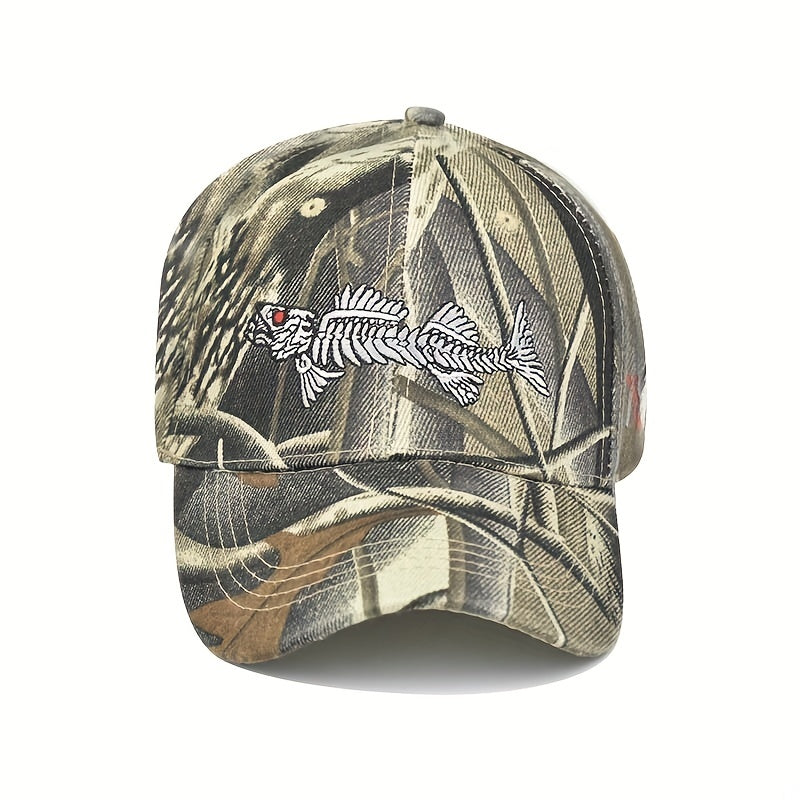 Fish Embroidery Peaked Cap Outdoor Fishing Lovers Baseball Cap For Men And Women