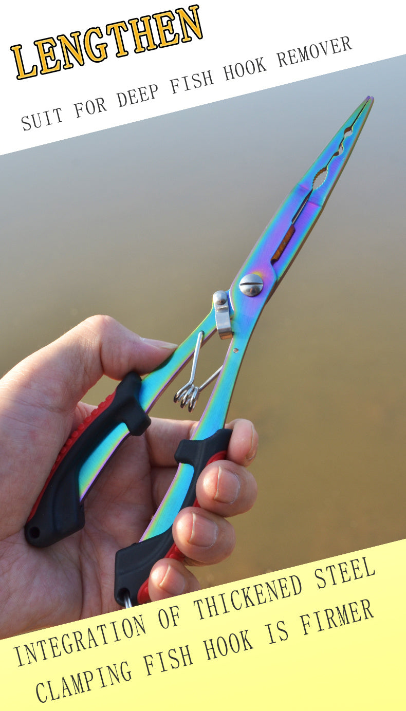 Premium Stainless Steel Fishing Pliers - Multifunctional Hook Remover, Line Cutter & Ring Opener