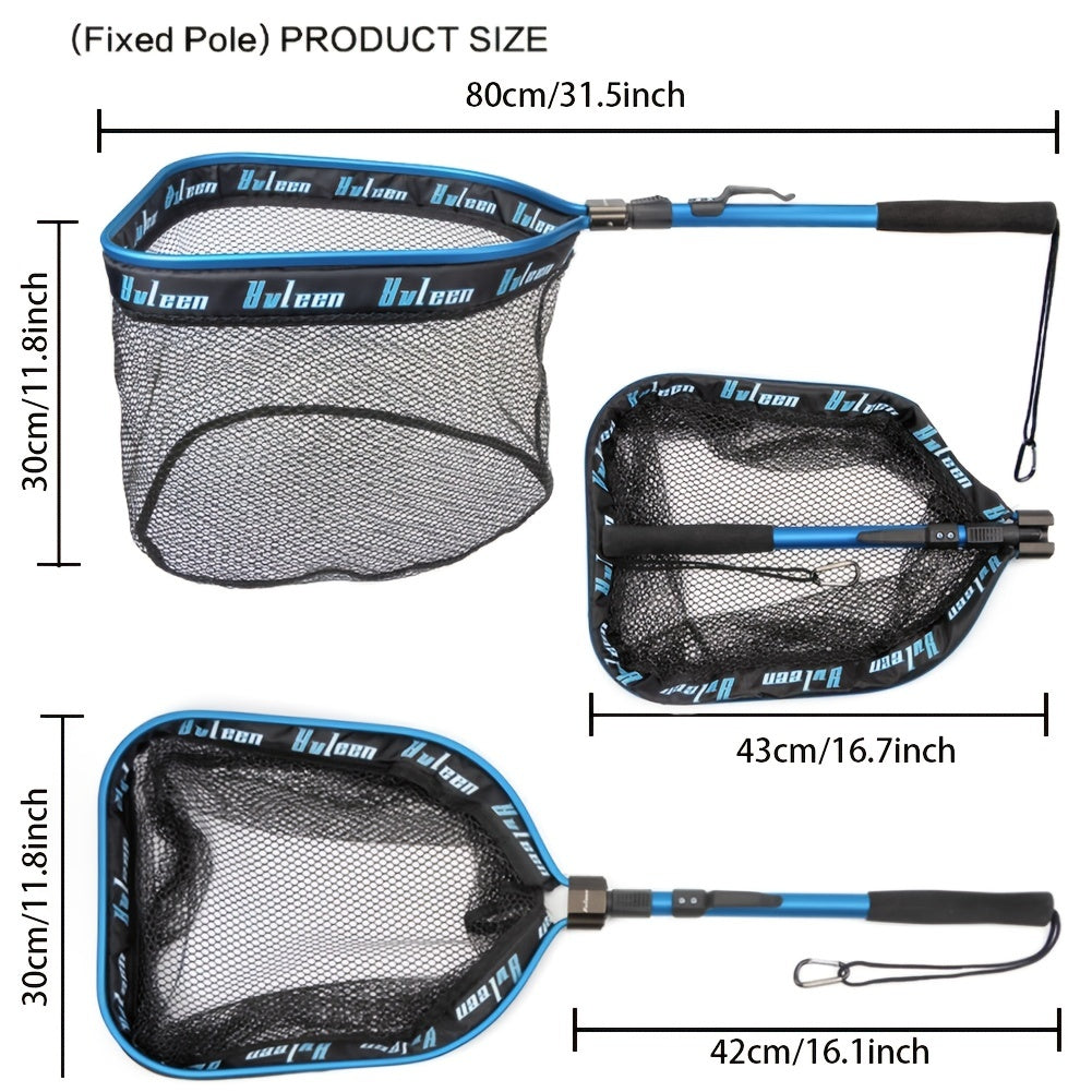 YVLEEN Floating Fishing Net for Steelhead, Salmon, Fly, Kayak, Catfish, Bass, Trout Fishing, Rubber Coated Landing Net for Easy Catch & Release, Compact & Foldable for Easy Transportation & Storage, Best for Christmas