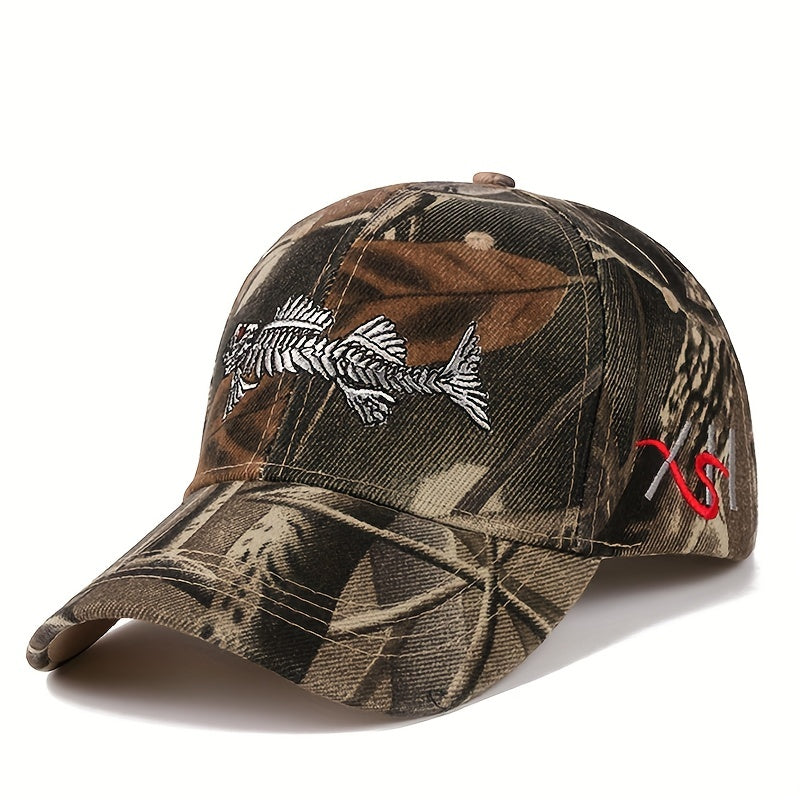 Fish Embroidery Peaked Cap Outdoor Fishing Lovers Baseball Cap For Men And Women