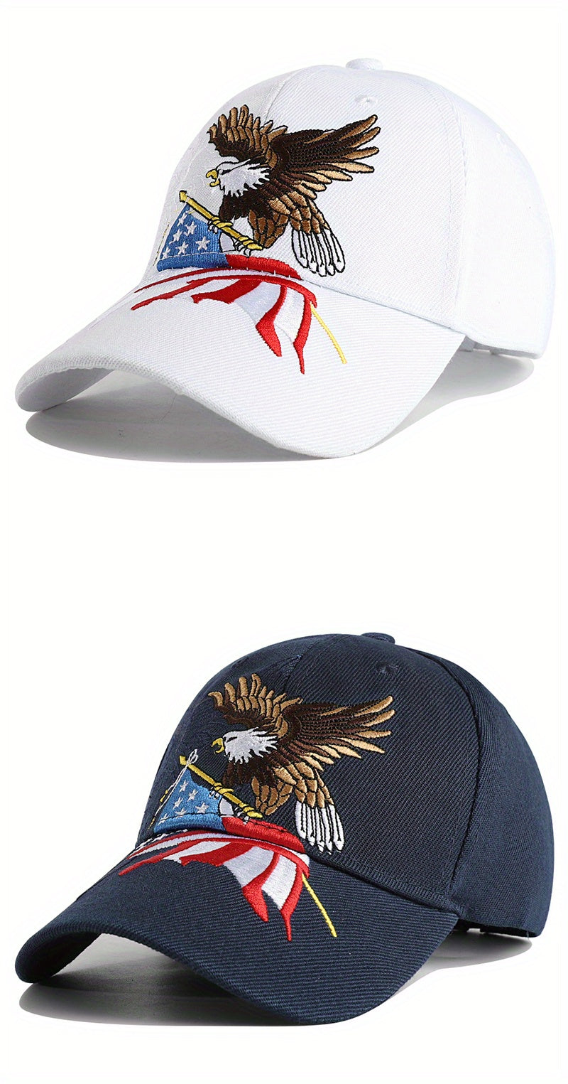 1pc Men's Eagle And Flag Embroidered USA Baseball Cap Breathable Unisex Outdoor Fishing Cap Dad Gift For Adjustable Trucker Hat Weekend Party Sun Hat
