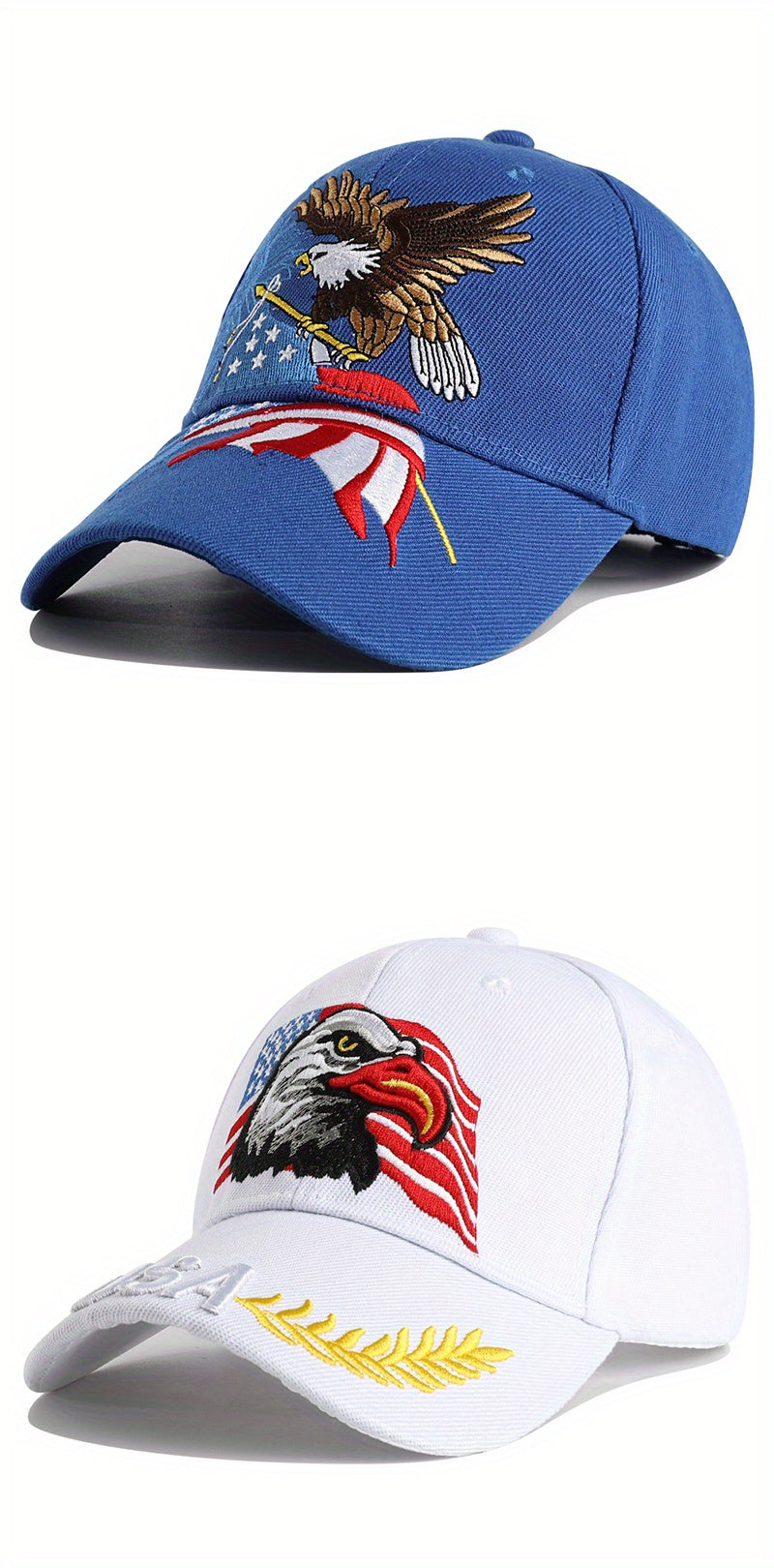 1pc Men's Eagle And Flag Embroidered USA Baseball Cap Breathable Unisex Outdoor Fishing Cap Dad Gift For Adjustable Trucker Hat Weekend Party Sun Hat