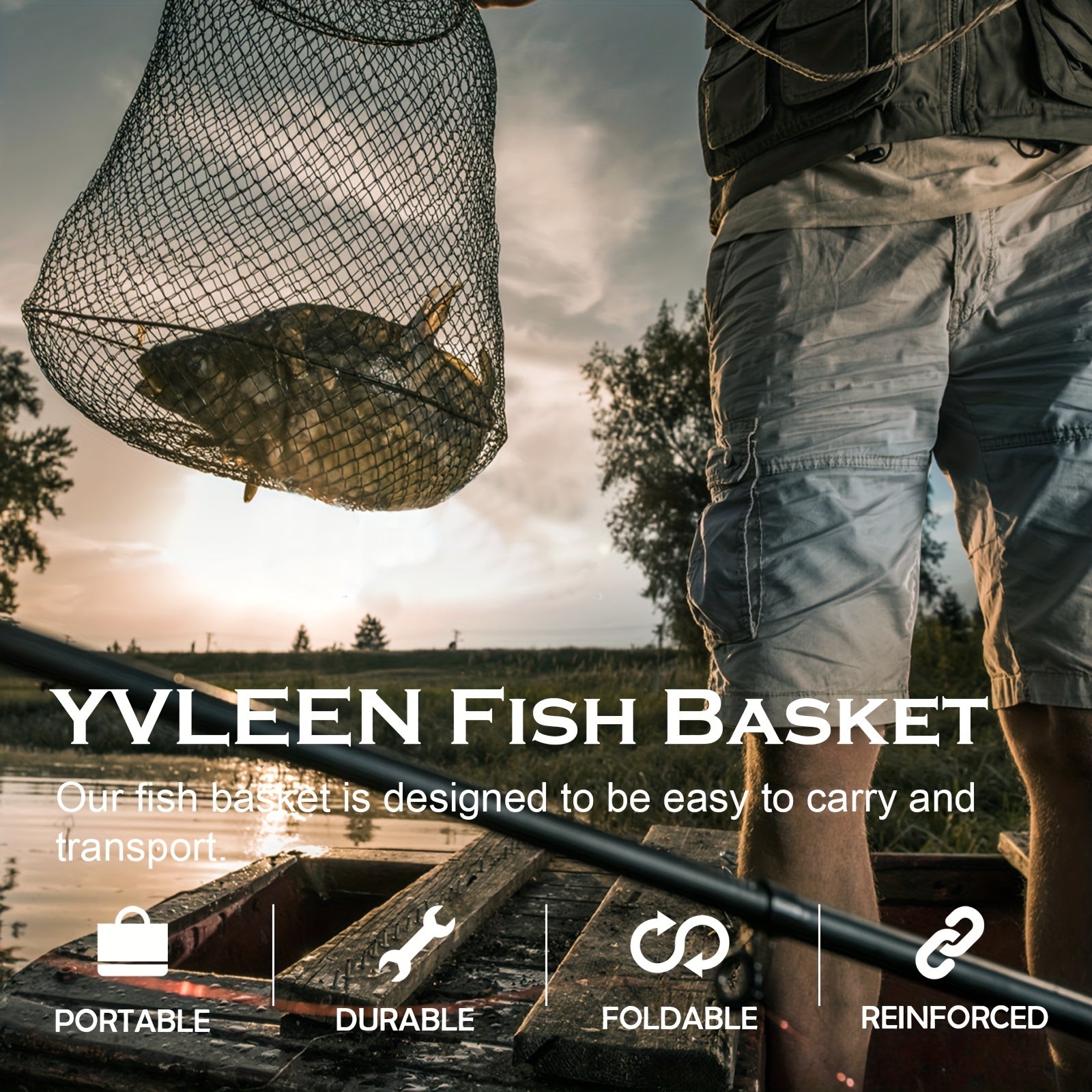 Premium Collapsible Rust-Resistant Fish Keeper - Floating Fishing Net Cage with Durable Coating for Live Fish, Shrimp, and Crayfish - Compact, Portable, and Easy to Clean