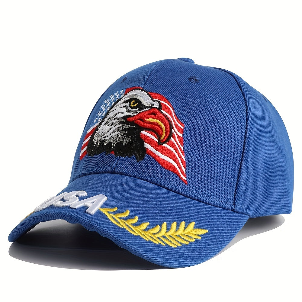 1pc Men's Eagle And Flag Embroidered USA Baseball Cap Breathable Unisex Outdoor Fishing Cap Dad Gift For Adjustable Trucker Hat Weekend Party Sun Hat