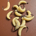 Premium Rubber Maggot Fishing Lures - 12pcs Set for Trout, Crappie & Freshwater Fish | Durable Grub Bait with Hooks & Worms