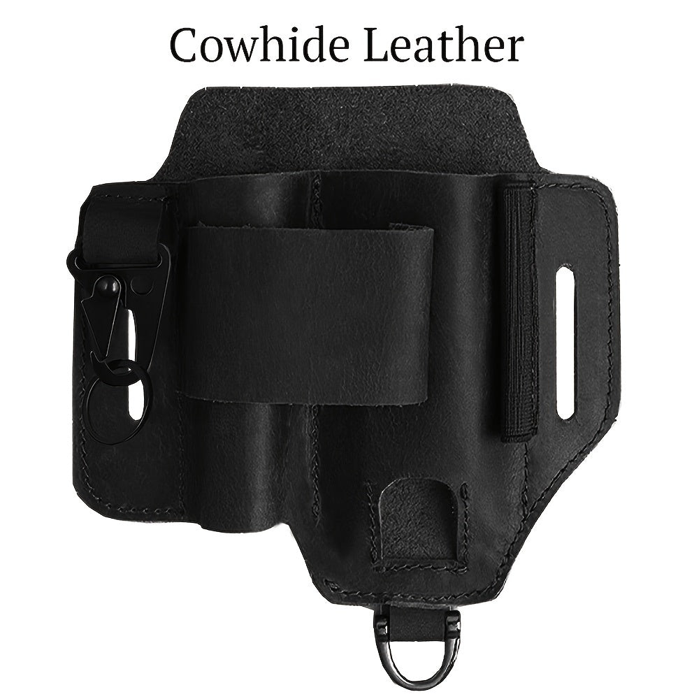 1pc Genuine Leather Multitool Waist Bag - Secure, Convenient Tool Holder with Accessories Storage - Perfect for Work, Daily Use, Fishing, Hunting, Foraging, and as a Practical Gift for Men