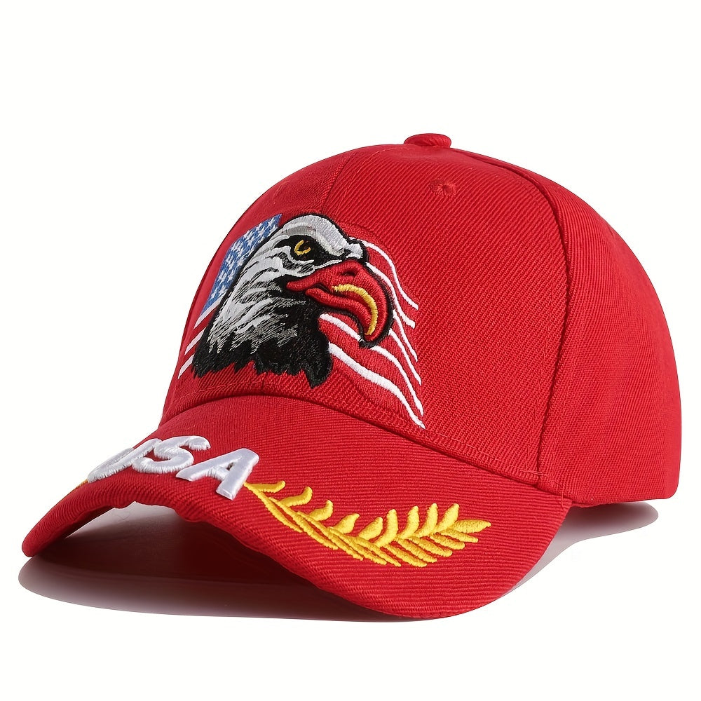 1pc Men's Eagle And Flag Embroidered USA Baseball Cap Breathable Unisex Outdoor Fishing Cap Dad Gift For Adjustable Trucker Hat Weekend Party Sun Hat
