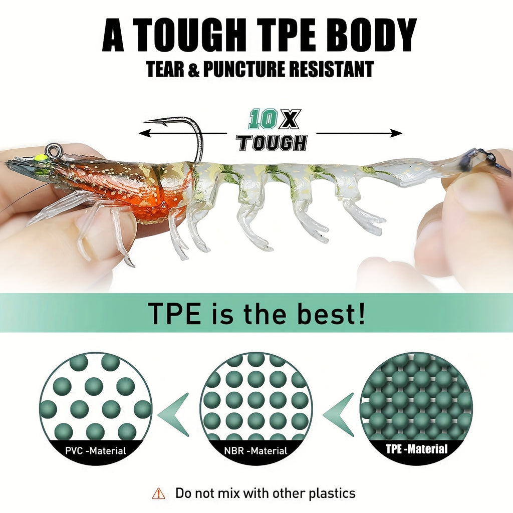 3pcs/lot Soft Lure, Shrimp Fishing Lures - Artificial Bait Soft Plastic Lures - For Freshwater & Saltwater Fishing - Suitable for Bass, Trout & More - Great Gift for Anglers