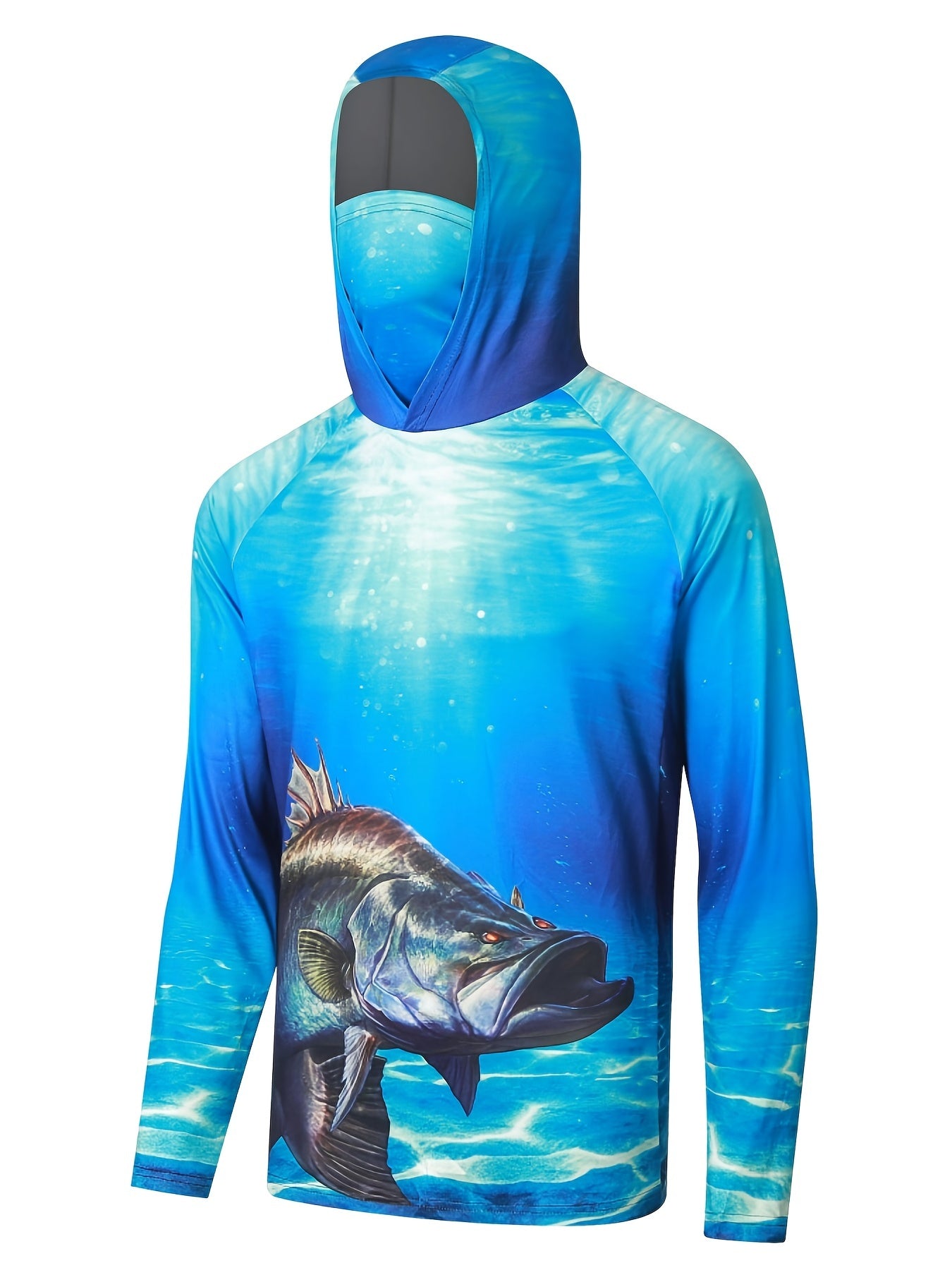 Fishing Shirts  Men's Hooded Face Cover Fishing Clothes Summer Long Sleeve Sun Protection Camouflage Fishing T-Shirts