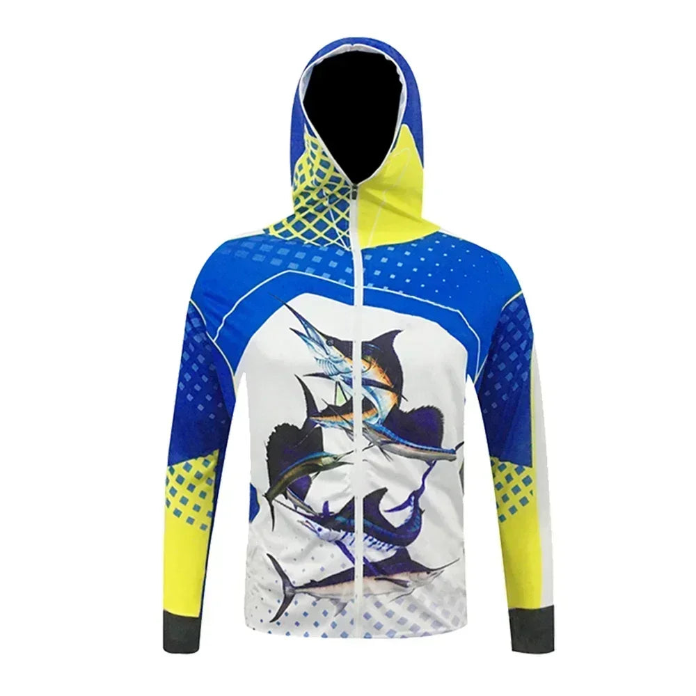 Fishing Shirts Men Long Sleeve Hooded T-Shirt