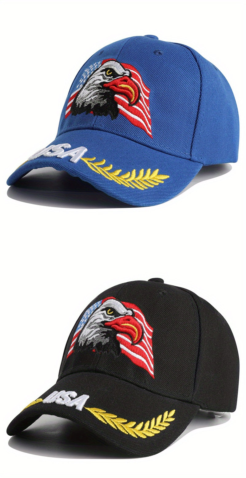 1pc Men's Eagle And Flag Embroidered USA Baseball Cap Breathable Unisex Outdoor Fishing Cap Dad Gift For Adjustable Trucker Hat Weekend Party Sun Hat