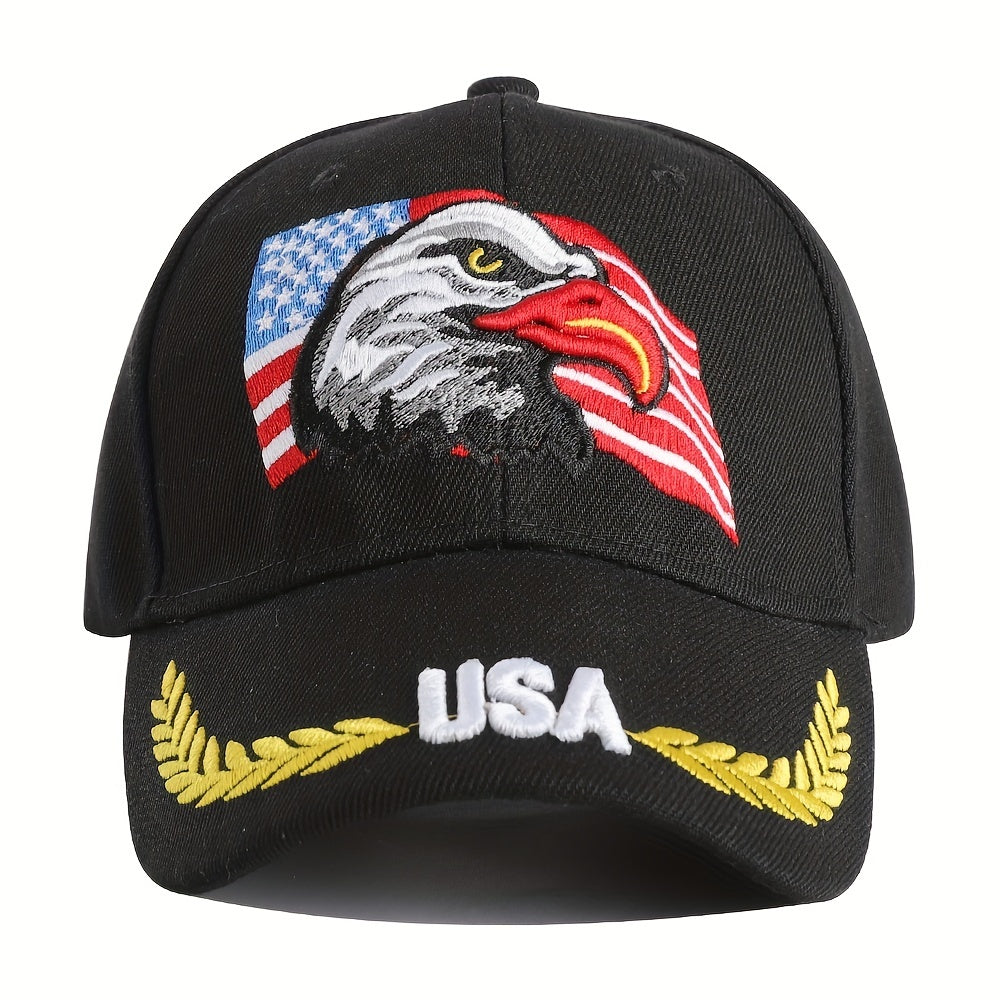 1pc Men's Eagle And Flag Embroidered USA Baseball Cap Breathable Unisex Outdoor Fishing Cap Dad Gift For Adjustable Trucker Hat Weekend Party Sun Hat