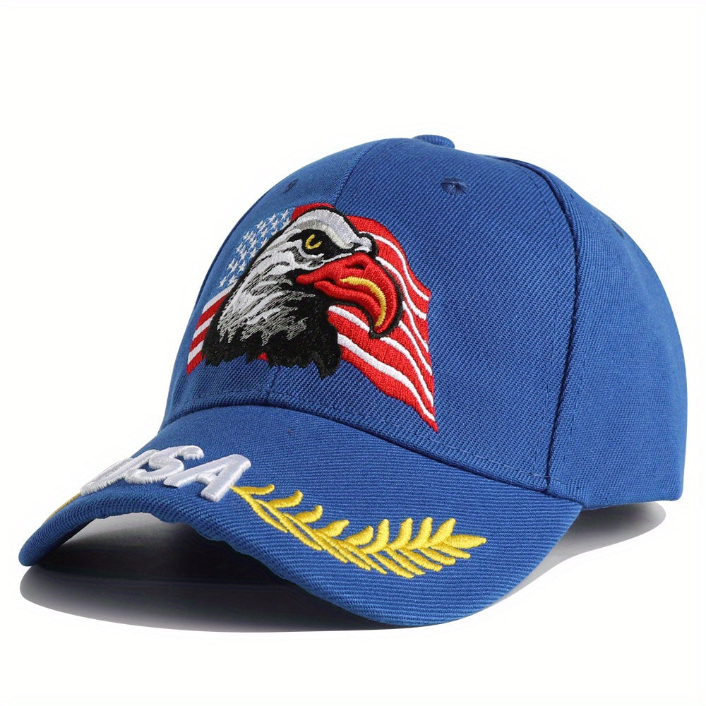 1pc Men's Eagle And Flag Embroidered USA Baseball Cap Breathable Unisex Outdoor Fishing Cap Dad Gift For Adjustable Trucker Hat Weekend Party Sun Hat